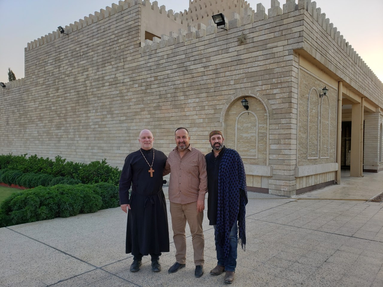 Fr. John, Mr. Ghanim Ilyas Saleem and Mr. John Pinna at the Chaldean Cathedral in Erbil, October 16th 2019